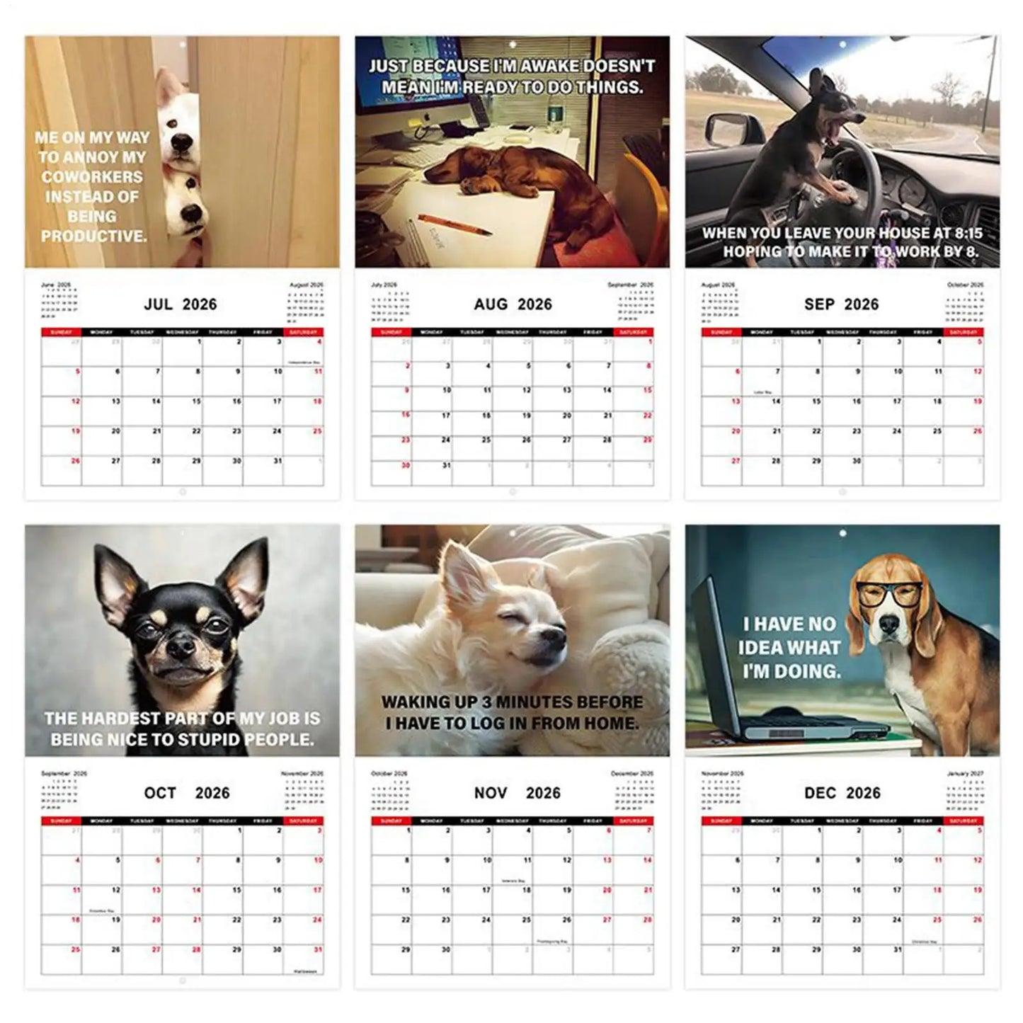 Dog Calendar Funny Puppy Photo Calendar Creative 2026 Working Dog Planner For Table Organizing Workplace Planning Friends School - Buy That Thang