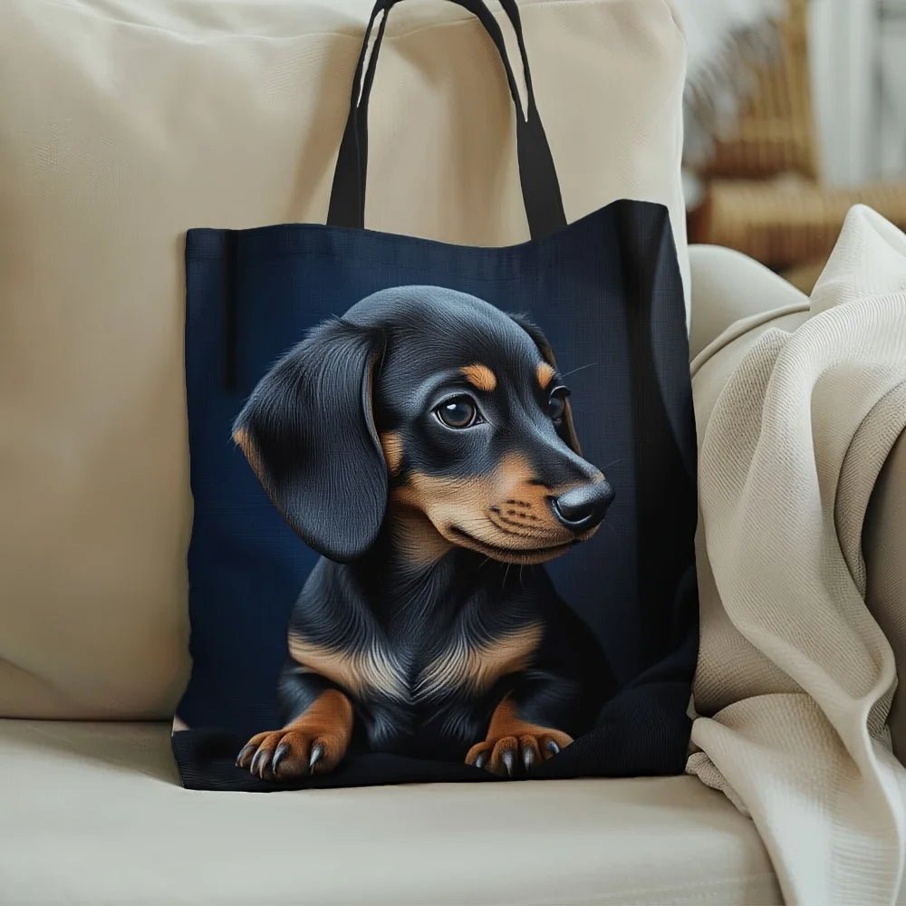 1pc Stylish Dachshund Print Tote Bag for Women - Reusable Foldable Grocery Bag with Fixed Shoulder Straps - Buy That Thang