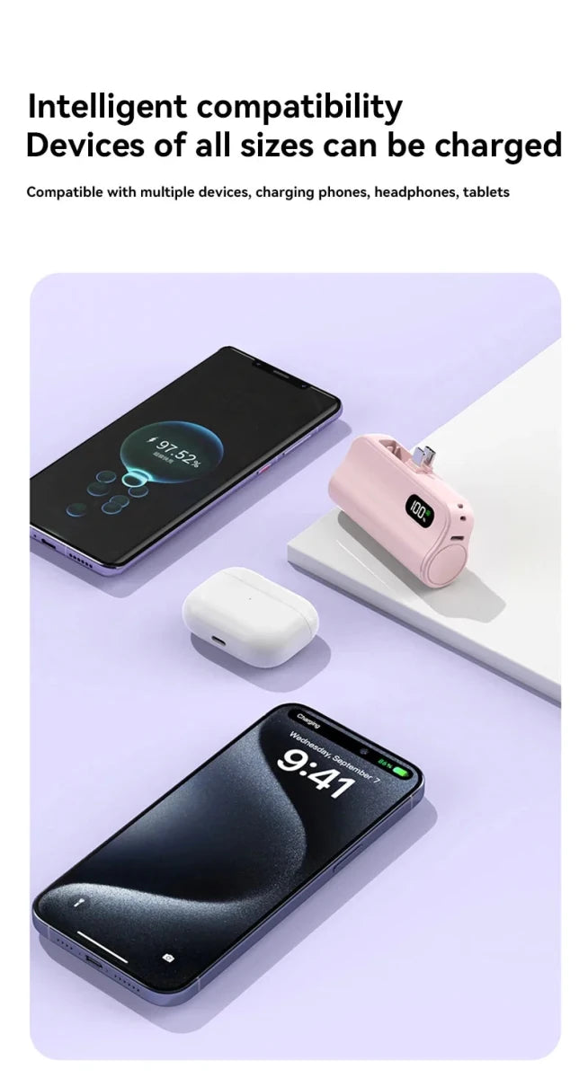 50000mAh Mini Capsule High Capacity Power Bank Portable Wireless Fast Charging External Battery for iPhone Xiaomi Huawei Samsung - Buy That Thang