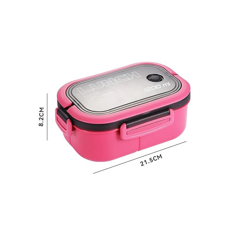 1200ML 2 Layer Bento Lunch Box With Spoon Fork, Kid High Capacity Microwae Food Containers Portable Leakproof Office Camping - Buy That Thang