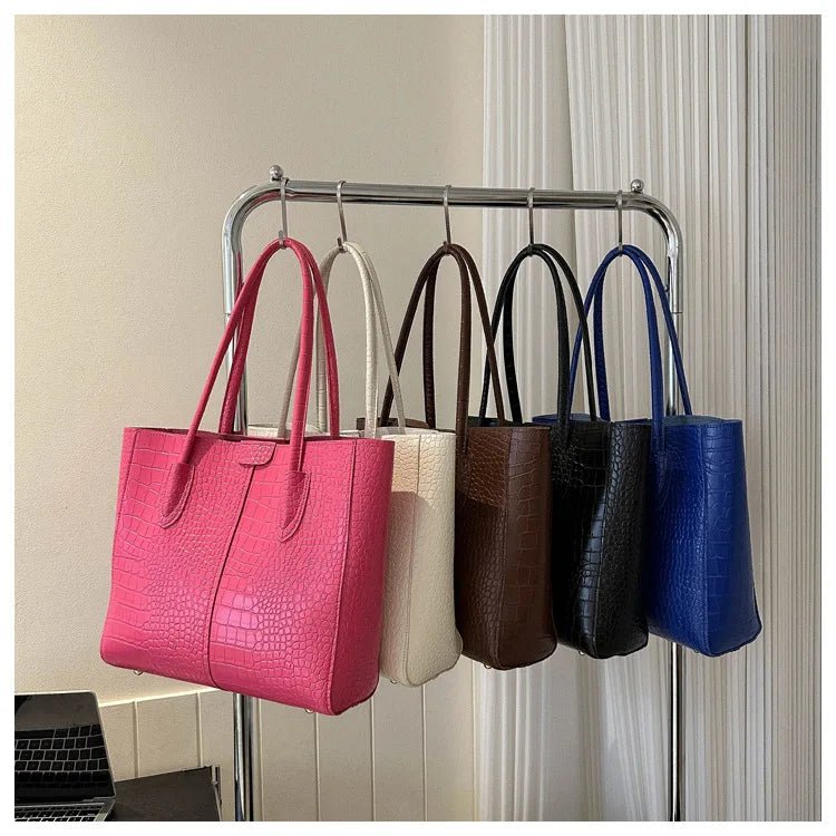 Fashion Crocodile Pattern Large Tote Bag Solid Color Women Shoulder Bags Luxury Pu Leather Lady Handbags Big Shopper Purses 2024 - Buy That Thang