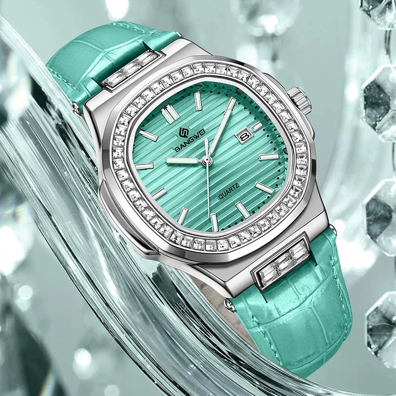 LIGE BANGWEI Women Watch Fashion Blue Leather Waterproof Luminous Watches For Women Simple Elegant Square Quartz Chronograph - Buy That Thang