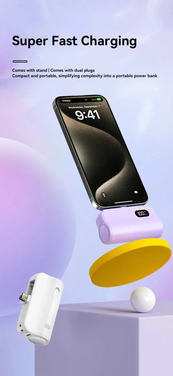 50000mAh Mini Capsule High Capacity Power Bank Portable Wireless Fast Charging External Battery for iPhone Xiaomi Huawei Samsung - Buy That Thang