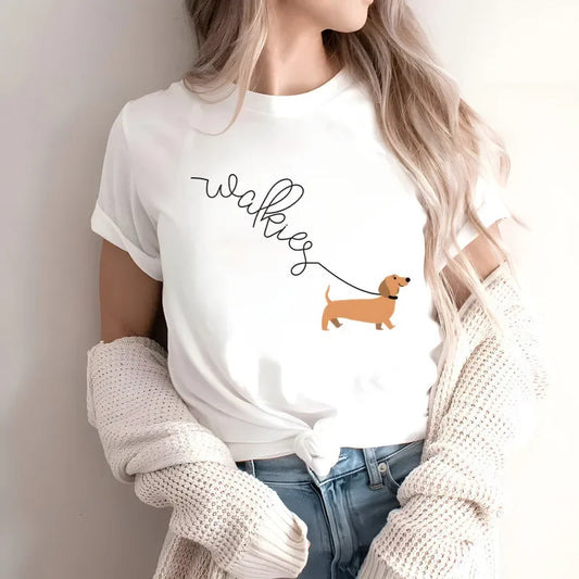 Dachshund Teckel Funny Cute Dog Animal T-Shirt Women Short Sleeve Summer Fashion Tshirt Casual Fashion Tee Shirt O-Neck Tops