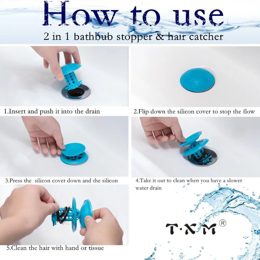 2/1 PACK TXM Drain Hair Catcher Bathtub/Sink Drain Hair Catcher,2 in 1 Bathtub Drain Protector for Shower - Buy That Thang
