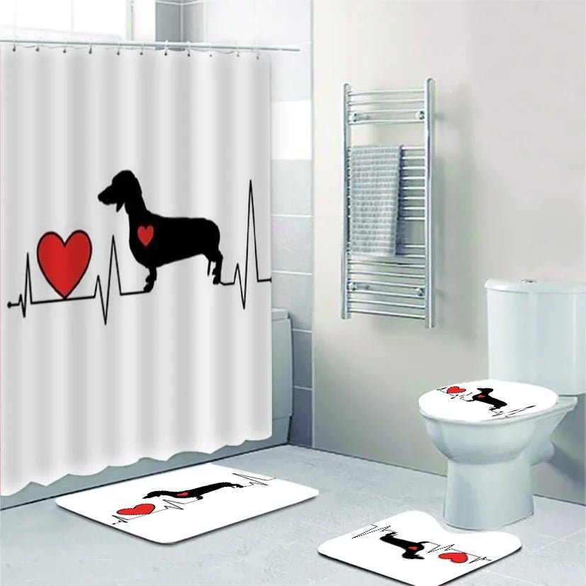 Funny Cute Dachshund Dog Bathroom Curtains Set Shower Curtain Set Cartoon Sausage Dog Bath Mat Rugs Butt Dog Animal Home Decor - Buy That Thang