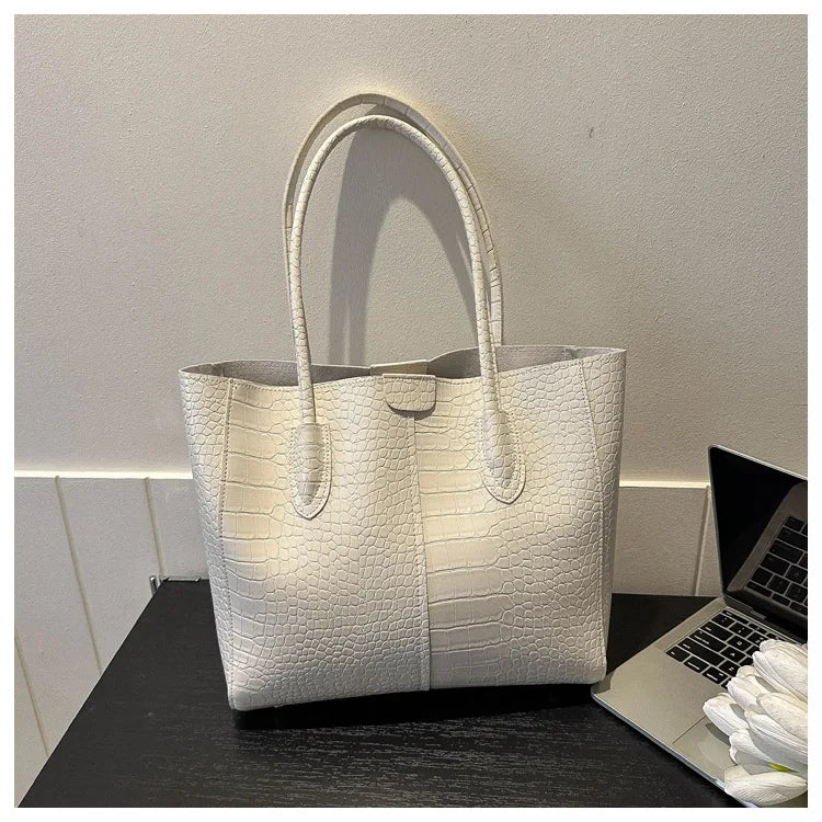 Fashion Crocodile Pattern Large Tote Bag Solid Color Women Shoulder Bags Luxury Pu Leather Lady Handbags Big Shopper Purses 2024 - Buy That Thang
