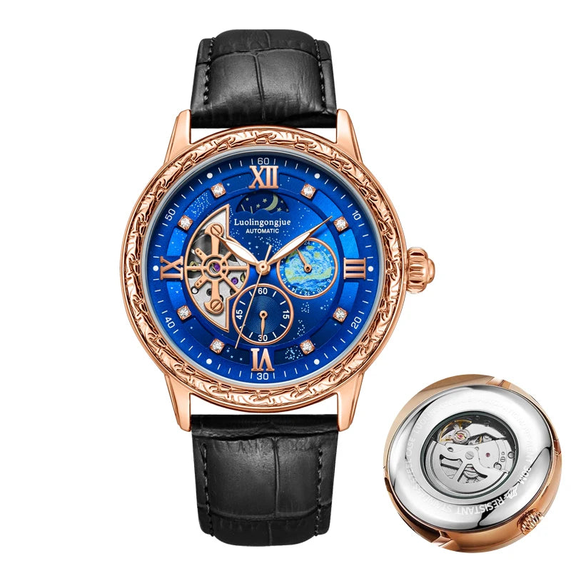 Luxurious Men's Automatic Mechanical Watch, with a Skeleton Design, Stylish