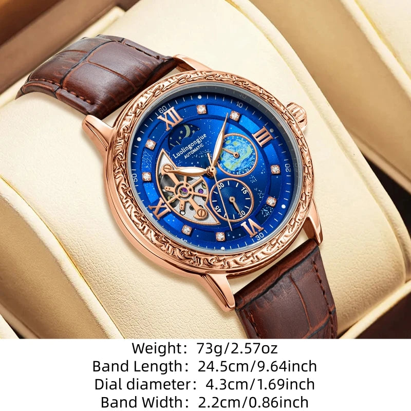 Luxurious Men's Automatic Mechanical Watch, with a Skeleton Design, Stylish