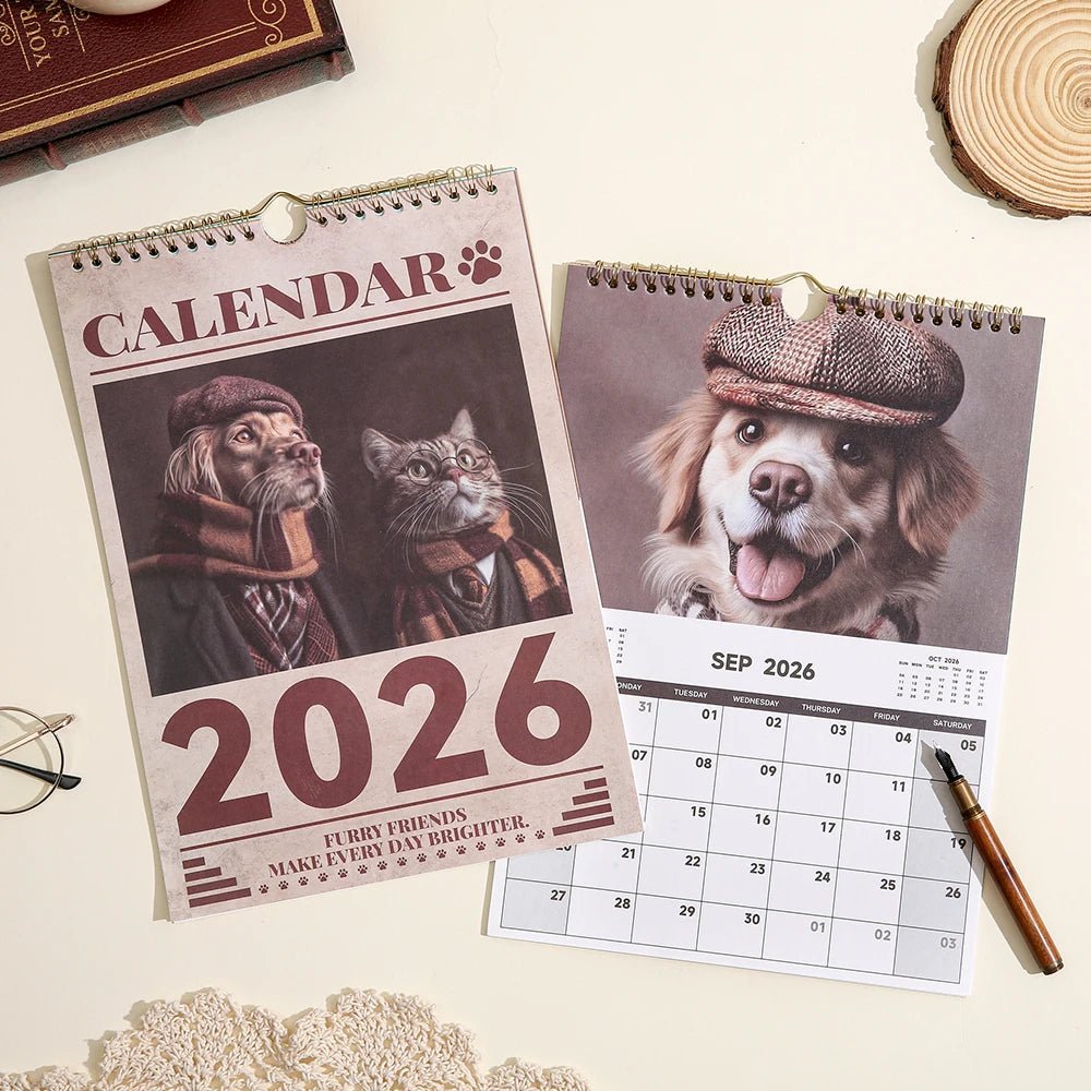 2026 A4 Wall Calenda Cats & Dogs Monthly Design With Check - in Sections Daily Weekly Planner For Home Office School Pet Lovers - Buy That Thang