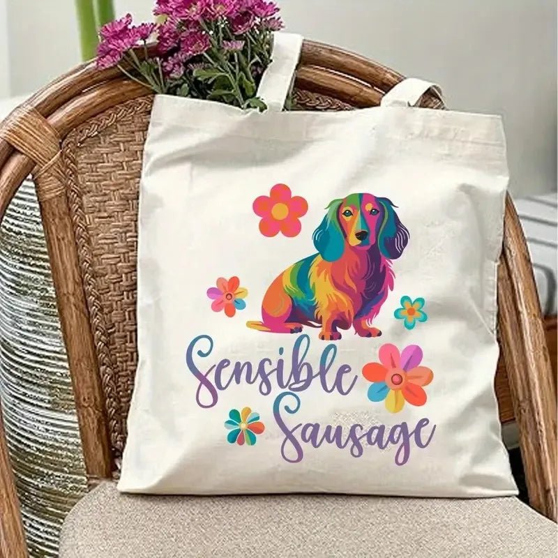 Chic Dachshund Canvas Tote Bag - Large Capacity, Durable & Stylish Handbag for Shopping, Travel, Picnics & Parties - Buy That Thang