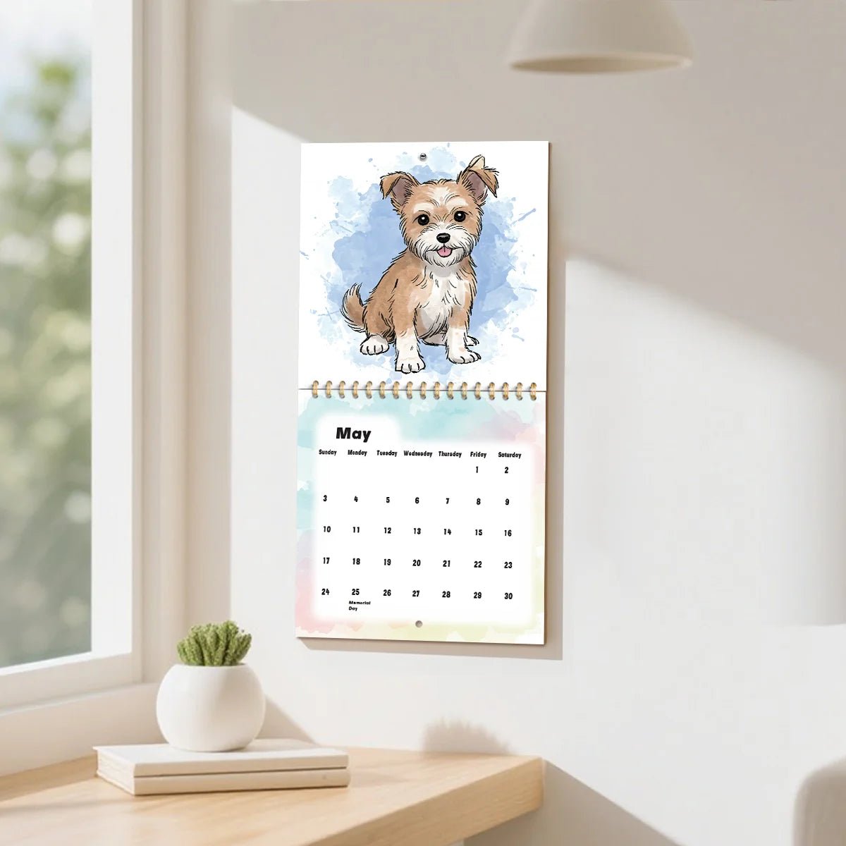 2026 Watercolor puppy Calendar - Premium Paper with Vibrant Colors Spiral Bound for Easy Hanging Perfect Gift Idea Monthly View - Buy That Thang
