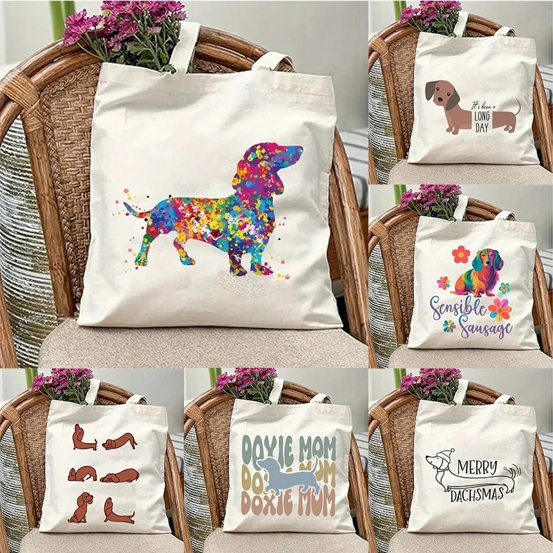 Chic Dachshund Canvas Tote Bag - Large Capacity, Durable & Stylish Handbag for Shopping, Travel, Picnics & Parties - Buy That Thang