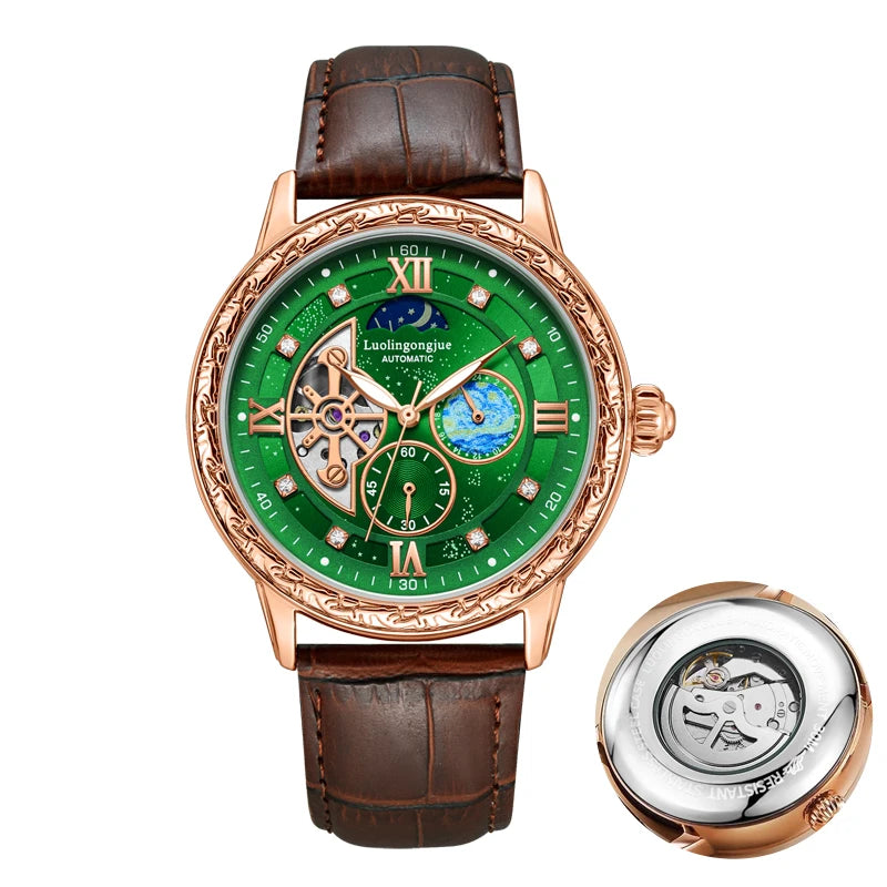 Luxurious Men's Automatic Mechanical Watch, with a Skeleton Design, Stylish