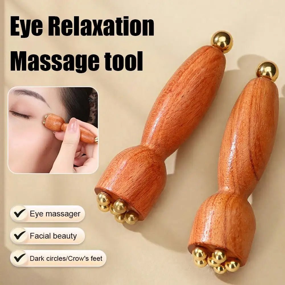 Facial Massager, Lotus Seedpod Beauty Brass Bead & Rosewood Facial Gua Sha Tool Eye Relaxation Meridians Point Acupoint Massage - Buy That Thang