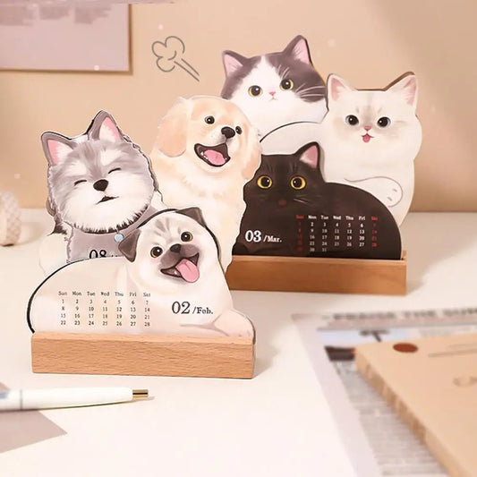 2026 Cute Cat Dog Series Desk Calendar Table Planner Yearly Agenda Organizer Memo Notes for Home Office School Daily Scheduler - Buy That Thang