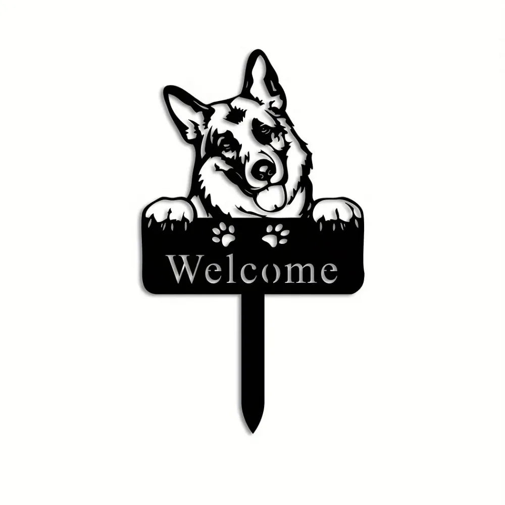 German Shepherd Dog Memorial Stake: Metal Yard Iron Art Silhouette Sign for Home Decor Home Decor - Buy That Thang