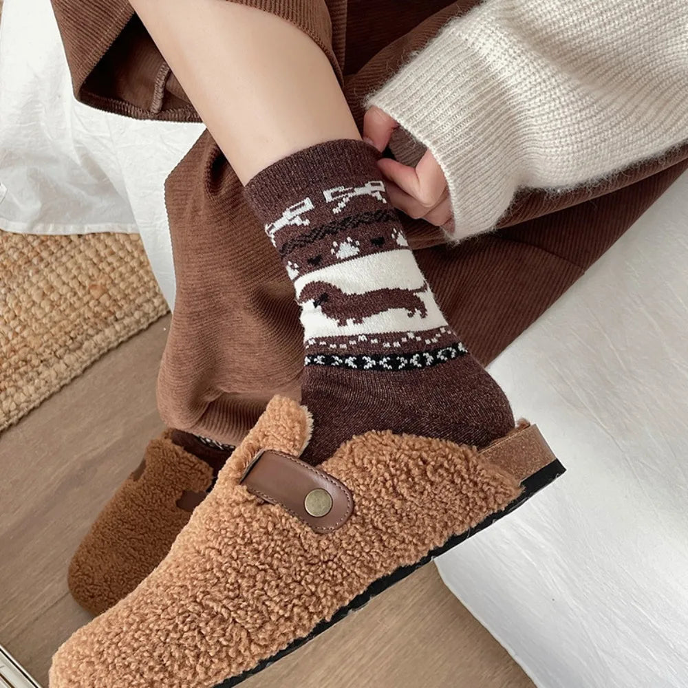 Cute Cartoon Dachshund Women's Socks Kawaii Harajuku Breathable Autumn Winter Fashion Dog Socks Women Business Christmas Gifts
