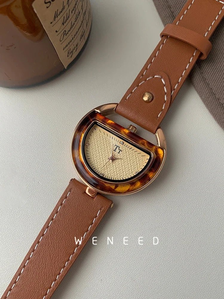Vintage Watches for Women Light Luxury Leather Senior Sense of Design Ladies Quartz Watch Temperament Women's Watches Relojes - Buy That Thang