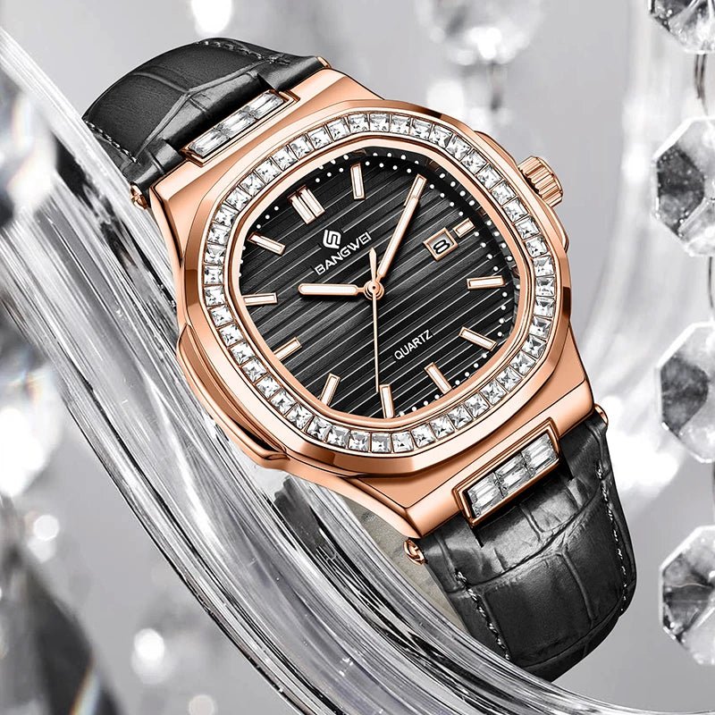 LIGE BANGWEI Women Watch Fashion Blue Leather Waterproof Luminous Watches For Women Simple Elegant Square Quartz Chronograph - Buy That Thang