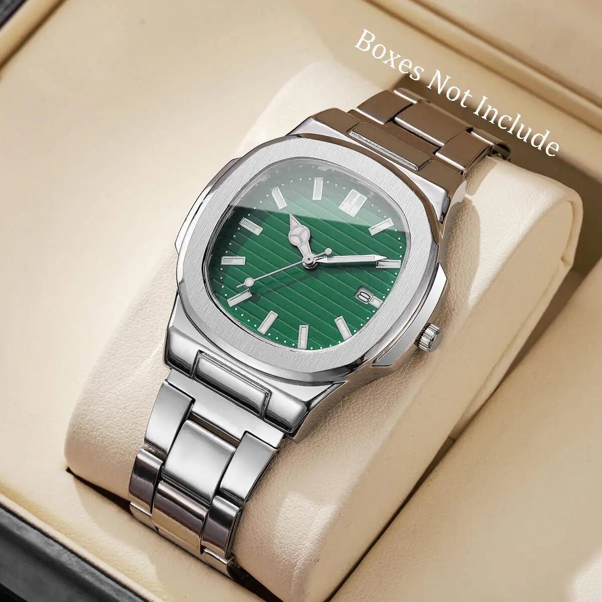 Luxury Men Business Watches Fashion Square Dial Stainless Steel Strap Quartz Watch with Calendar For Mens Clock（Without Box） - Buy That Thang