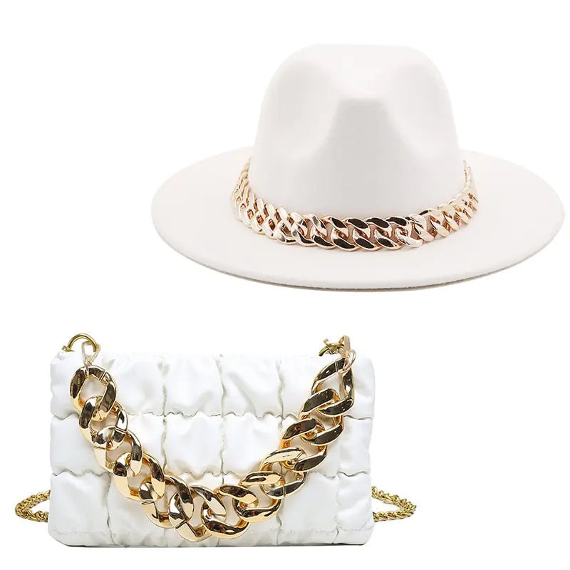 Fedora Hats Women Luxury Accessories Gold Chain - Buy That Thang