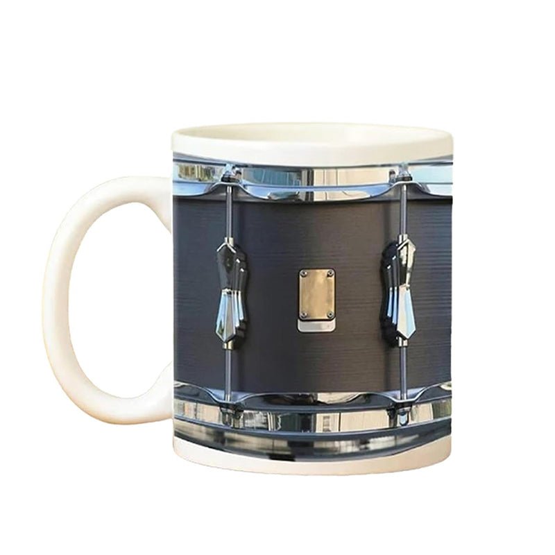 Vintage Drum Mug, 11oz. Black & White, Funny Ceramic Mug. Ideal Cool Gift for Drummers and Musicians. - Buy That Thang