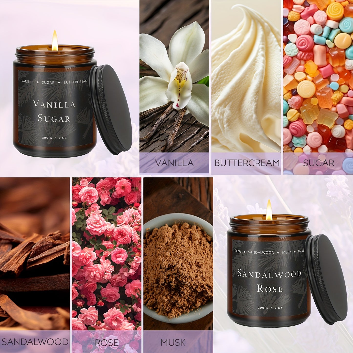 4pcs Scented Candles Home Scented Candles, 28oz Soy Wax Candle Gift Set for Women Men (Lemon Lavender/Vanilla Sugar/Sandalwood Rose/Moroccan Amber), Home Decor, Birthday, Valentine, Thanksgiving Christmas Decorations Christma