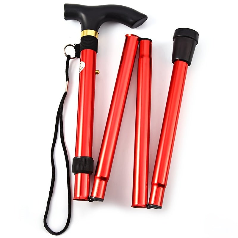 4 - section Ultra Lightweight Adjustable Folding Cane with Rubber Head - A Telescopic Hiking And Mountaineering Stick for The Elderly And Teenagers, Aluminum Alloy Design, Hiking Accessories Cane - Buy That Thang
