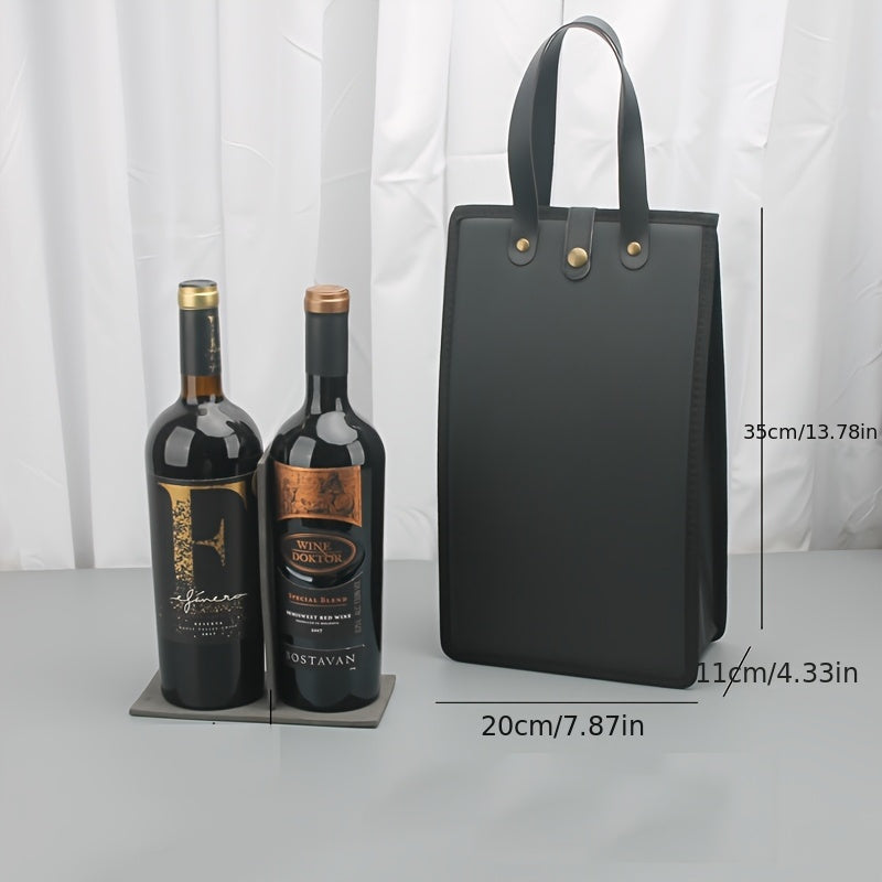 Wine Gift Packaging with Thickened Faux Leather & Sponge Layer - Heavy-Duty Wine Box Suitable for Wine Bottles, Elegant Wine Presentation, Wine Packaging