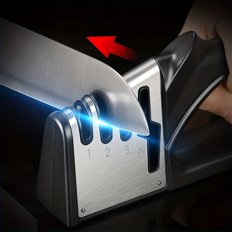 1pc, 4 Stage Handheld Knife Sharpener with Non-Slip Base - Quick Sharpening Tool for Kitchen Knives