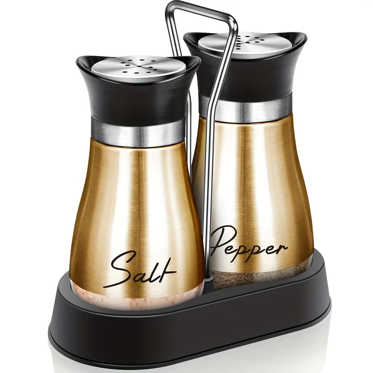 (1 Stand + 2 Bottles) A Set of Salt And Pepper Shakers, Shaker Bottles. Salt And Pepper Containers with a Glass Base, Featuring a Stable Stand, Suitable for Kitchen Tools, Cooking Tables, Rvs, Camping, Barbecues, And Seasonin - Buy That Thang