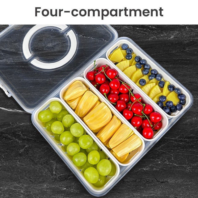 Fruit Storage Containers for Fridge Keep Fresh - Divided Serving Tray with Lid and Handle - Portable Picnic Parties Snackle Box Veggie Tray - Berry Candy Food Snack Organizer Travel, Compact Design, Easy to Clean, Leakproof C - Buy That Thang