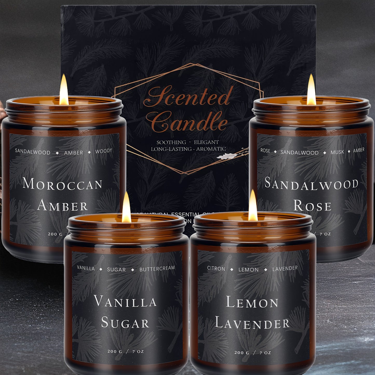 4pcs Scented Candles Home Scented Candles, 28oz Soy Wax Candle Gift Set for Women Men (Lemon Lavender/Vanilla Sugar/Sandalwood Rose/Moroccan Amber), Home Decor, Birthday, Valentine, Thanksgiving Christmas Decorations Christma