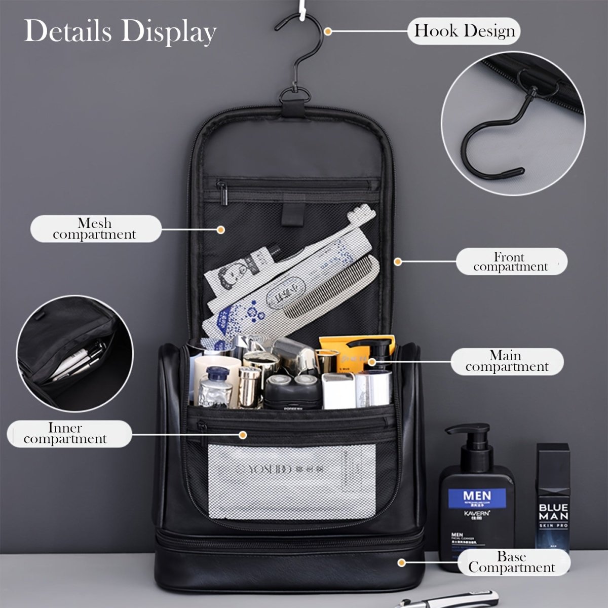Personalized Men's Large - Capacity Travel Tote Bag - Custom Name/Initials, Elegant Organizer with Multiple Compartments, Hangable Design & Golden - Tone Hardware, Durable for Business, Vacation, Formal Events - Ideal Gift for Hu - Buy That Thang