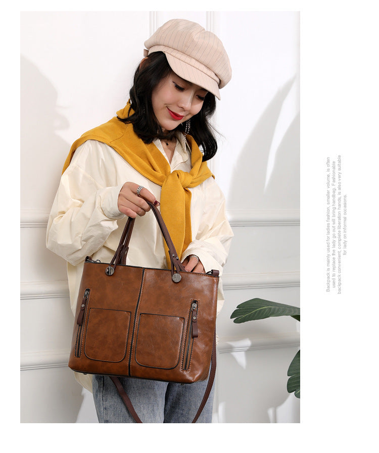 Women's  Retro Tote Bag Simple Crossbody Bag