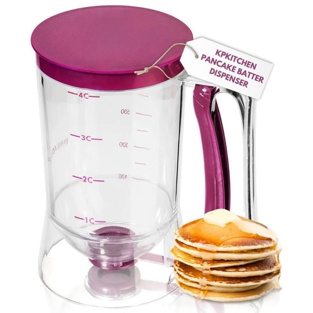 Batter Dispenser with Measuring Labels - Cake Pourer Handheld Dispenser for Cup Cakes, Essential Kitchen Tools - Make Perfect Pancakes, Cupcakes, Waffles, Muffin Mixes, Cakes and Crepes