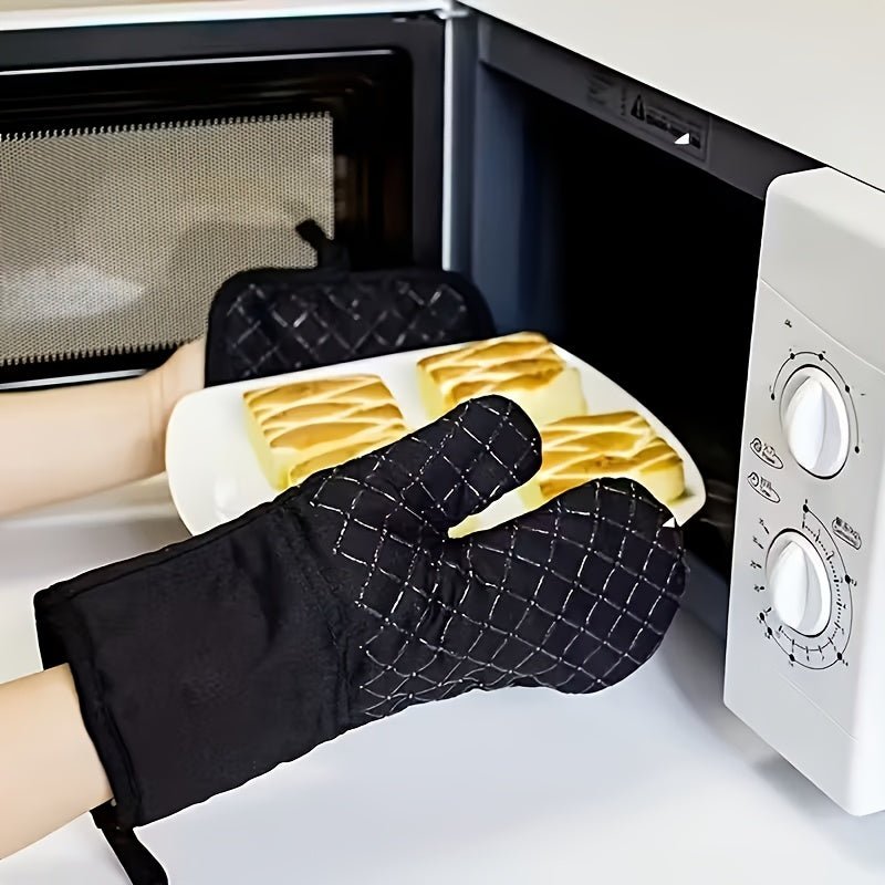 2pcs Silicone Oven Mitts And Pot Holder, Thickened Heat Resistant Gloves And Heat Insulation Pad, Non - Slip Oven Mitts for Baking, Cooking, Kitchen Supplies RV Kitchen Accessories, Rv Kitchen Utility, Solid Color Design, Prac - Buy That Thang