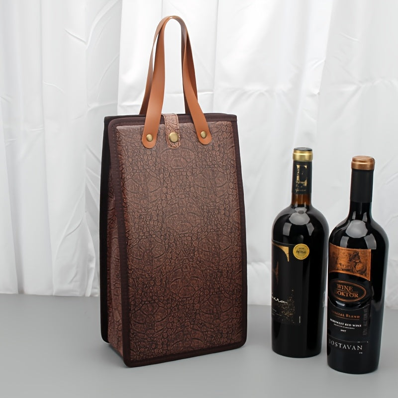 Wine Gift Packaging with Thickened Faux Leather & Sponge Layer - Heavy-Duty Wine Box Suitable for Wine Bottles, Elegant Wine Presentation, Wine Packaging