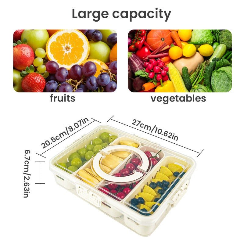 Fruit Storage Containers for Fridge Keep Fresh - Divided Serving Tray with Lid and Handle - Portable Picnic Parties Snackle Box Veggie Tray - Berry Candy Food Snack Organizer Travel, Compact Design, Easy to Clean, Leakproof C - Buy That Thang