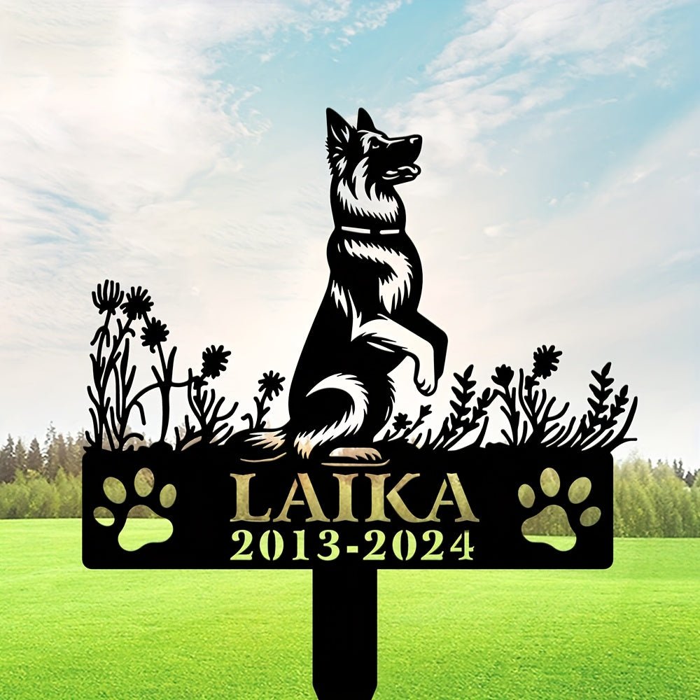 1pc Customizable Pet Memorial Garden Stake, Metal Dog Tribute Sign for Outdoor Funeral, Durable Iron Art Grave Marker, Uncharged, with Personalized Name & Year, for Golden Retriever, Labrador, Shepherd, Poodle, Dachshund, Bea - Buy That Thang