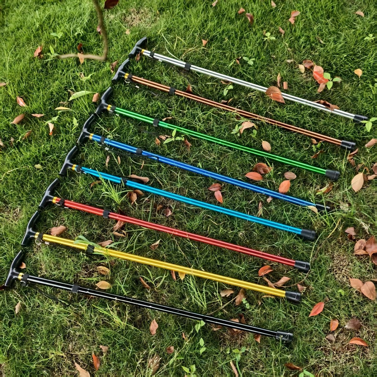 4 - section Ultra Lightweight Adjustable Folding Cane with Rubber Head - A Telescopic Hiking And Mountaineering Stick for The Elderly And Teenagers, Aluminum Alloy Design, Hiking Accessories Cane - Buy That Thang