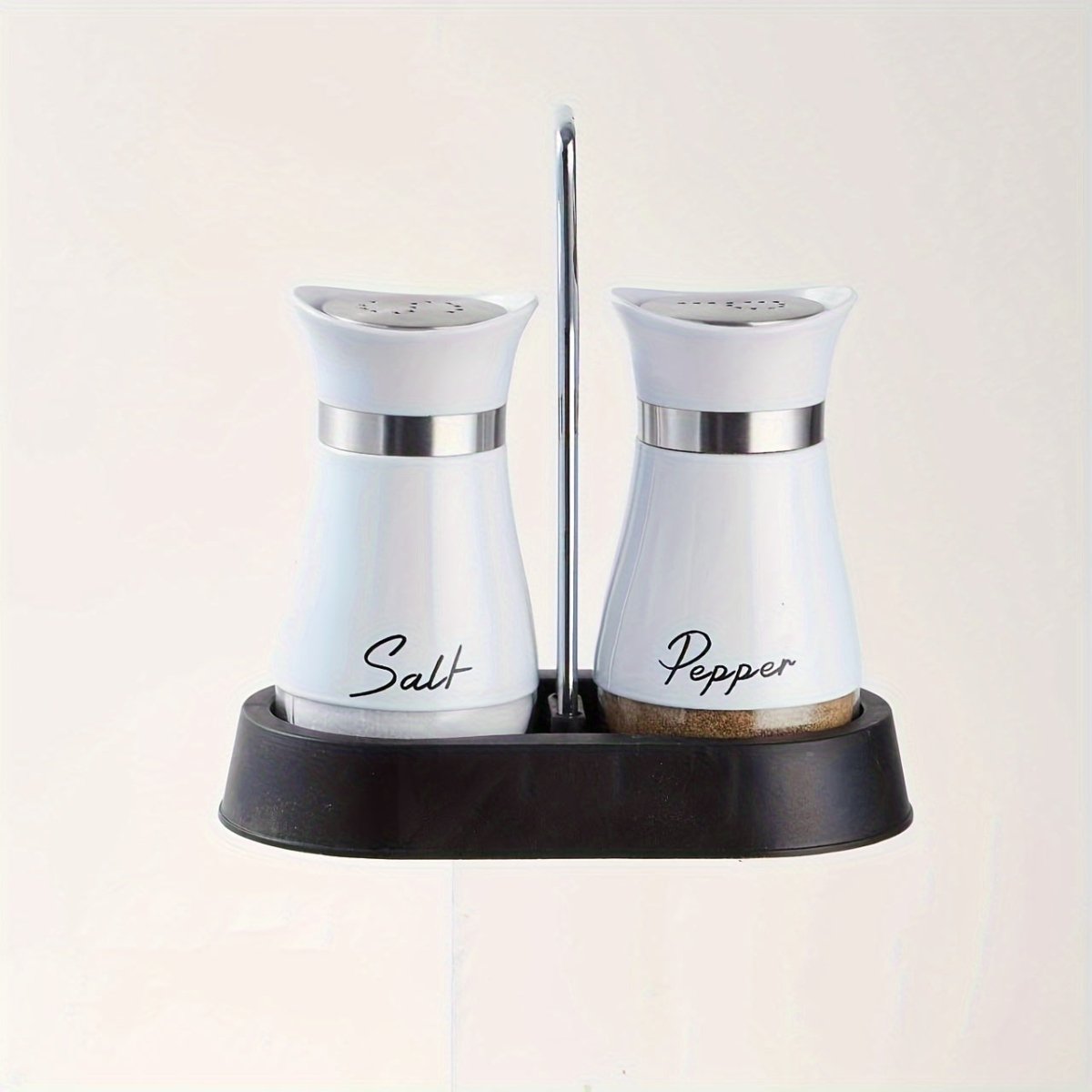 (1 Stand + 2 Bottles) A Set of Salt And Pepper Shakers, Shaker Bottles. Salt And Pepper Containers with a Glass Base, Featuring a Stable Stand, Suitable for Kitchen Tools, Cooking Tables, Rvs, Camping, Barbecues, And Seasonin - Buy That Thang