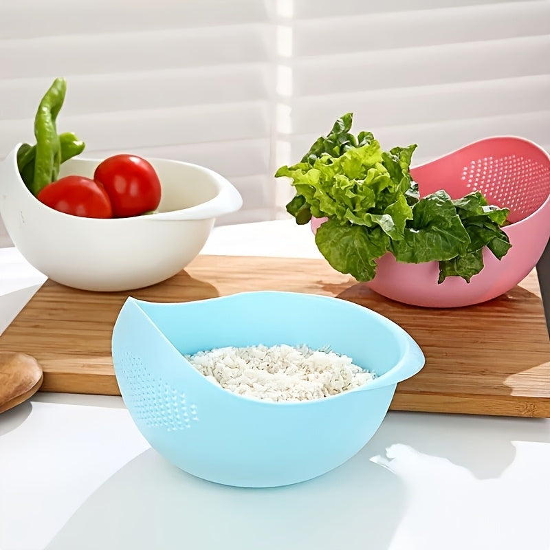 1/2pcs Multi-Functional Rice Washing Basket with Dense Hole Screen - Heavy-Duty Plastic Food-Safe Kitchen Strainer, Collapsible Design & Hanging Holes for Easy Storage, BPA-Free Plastic for Rinsing Rice, Pasta, Vegetables, Fr