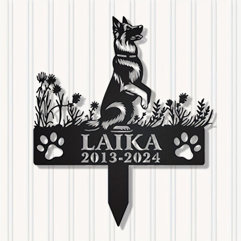 1pc Customizable Pet Memorial Garden Stake, Metal Dog Tribute Sign for Outdoor Funeral, Durable Iron Art Grave Marker, Uncharged, with Personalized Name & Year, for Golden Retriever, Labrador, Shepherd, Poodle, Dachshund, Bea - Buy That Thang