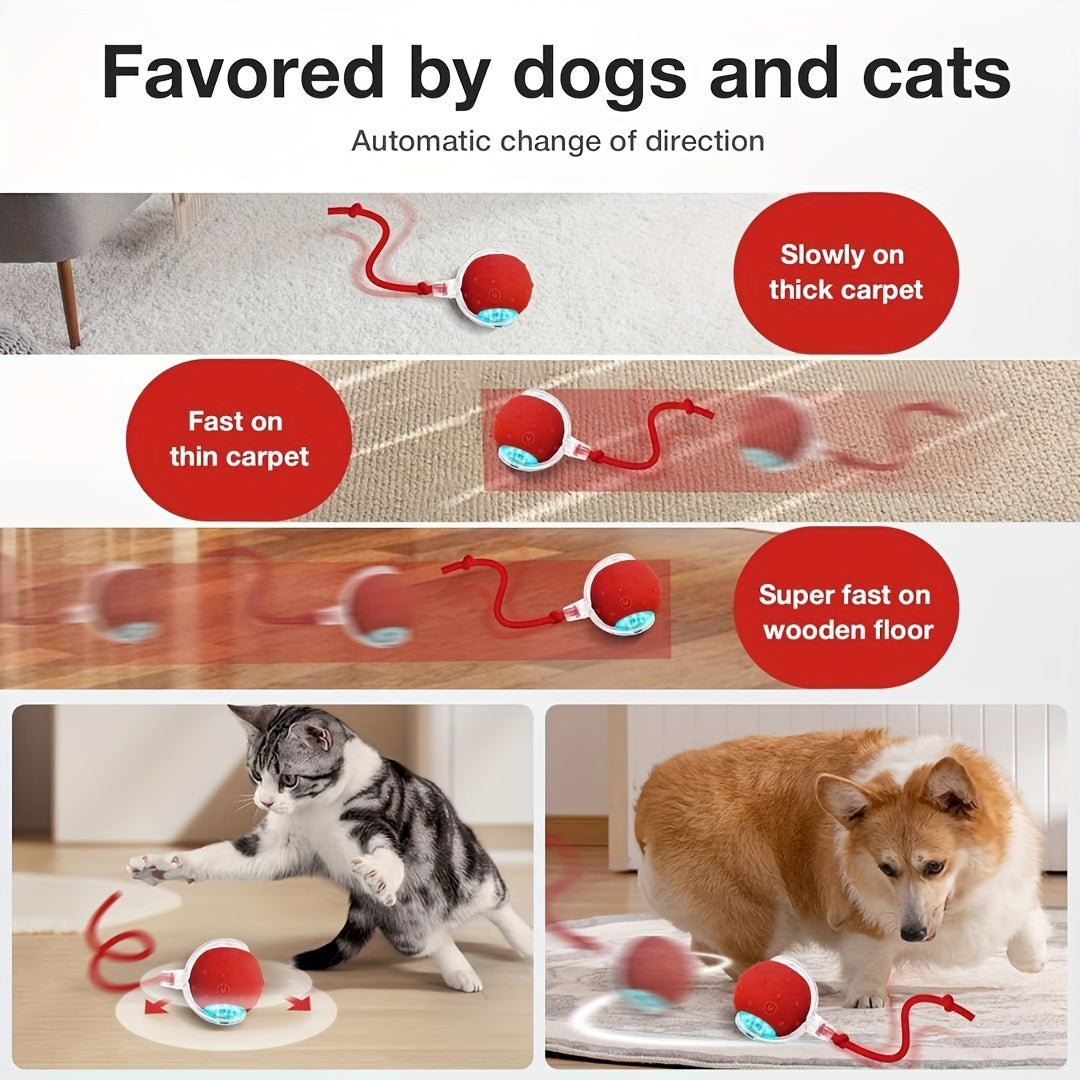 1/2/3pcs Interactive Cat & Dog Toys Balls - Automatic Electric Fast Moving Rolling Ball with USB Rechargeable Motor, 36V Safe Operation, No Batteries Needed for Indoor Play, Durable Plastic Construction, Ideal Gift for Cats & - Buy That Thang