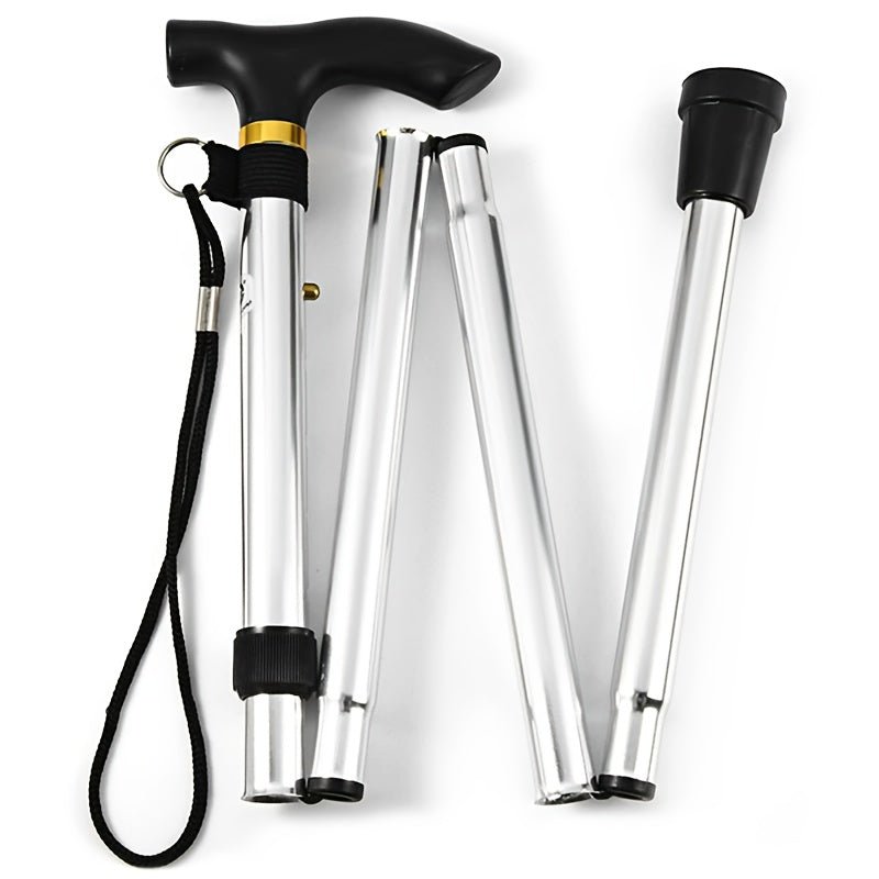 4 - section Ultra Lightweight Adjustable Folding Cane with Rubber Head - A Telescopic Hiking And Mountaineering Stick for The Elderly And Teenagers, Aluminum Alloy Design, Hiking Accessories Cane - Buy That Thang