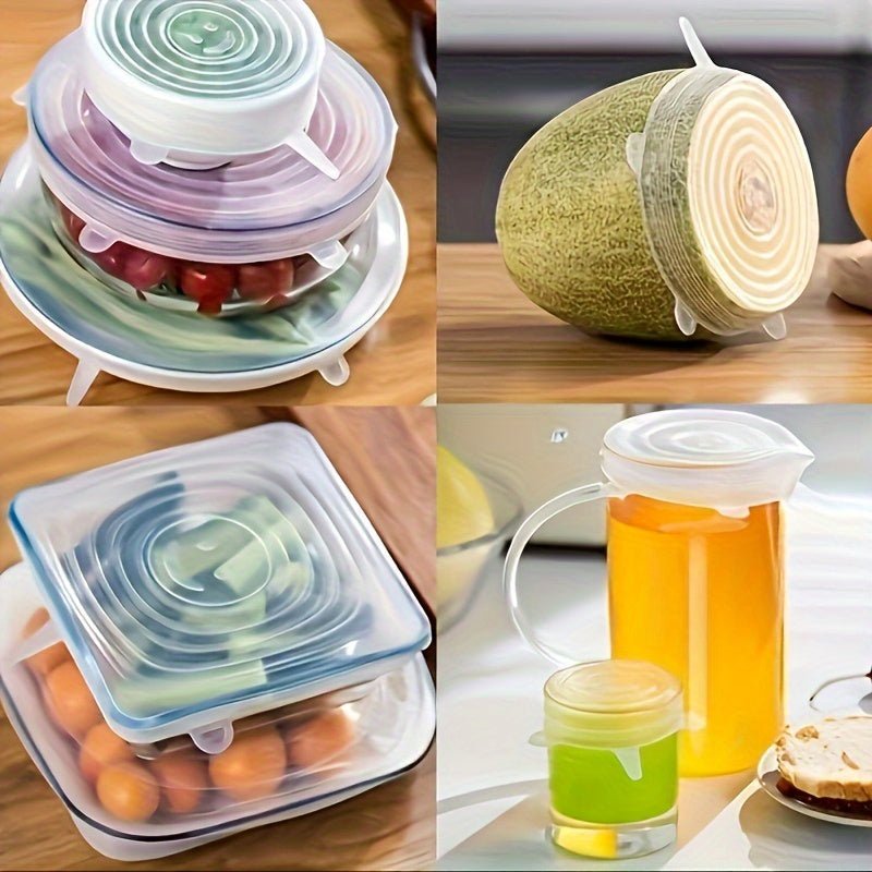 6pcs Reusable Silicone Lid Lids Compatible for Bowls, Plates, Pots & Pans - Multi - Size Dishwasher & Fridge Safe Food Storage Covers, Durable - Fit Lid Fits Most Containers - Buy That Thang
