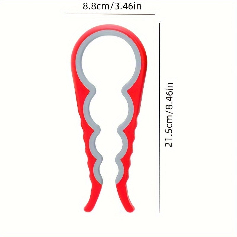 [4-in-1 Can Opener] 4-in-1 Anti-Slip Can Opener with Ergonomic Silicone Handle | Manual Kitchen Tool for Cans, Jars & Jam Lids | Durable Plastic, 4 Colors (Yellow, Blue, Orange, Red)