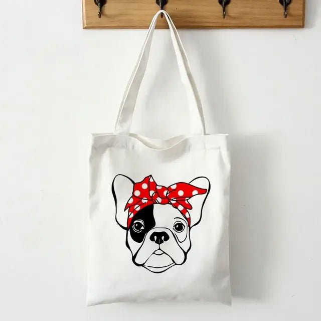 French Bulldog Print Canvas Tote Bag - Buy That Thang